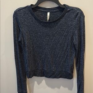 Gray Fitted Crop Sweater with Long Sleeves